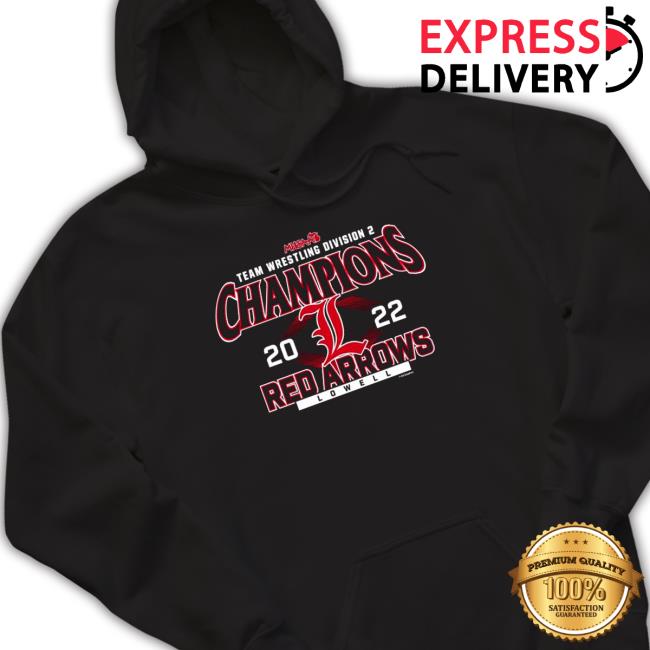 Official Lowell Red Arrows 2022 MHSAA Team Wrestling Division 2 Champions Shirt