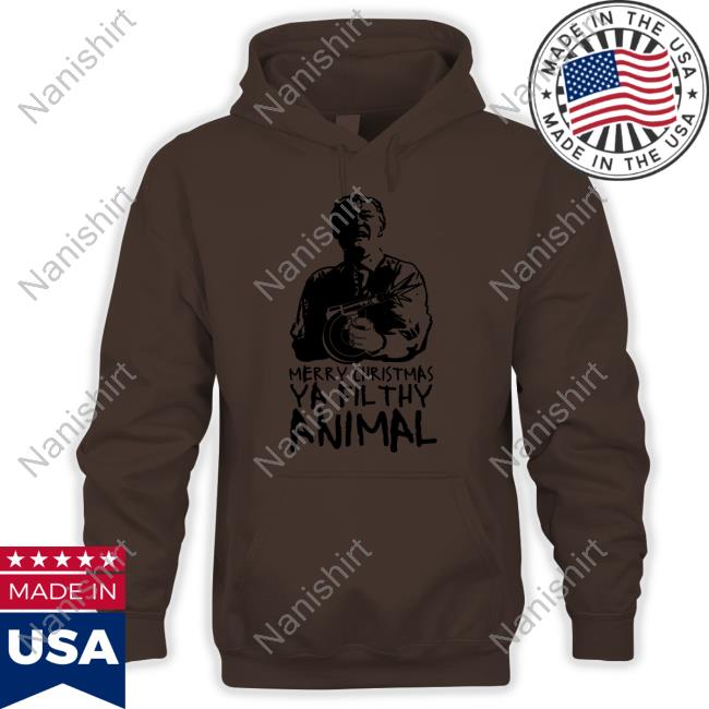 Bunker Branding Merry Christmas Ya Filthy Animal Hooded Sweatshirt Official Bunker Branding Merry Christmas Ya Filthy Animal Hoodie