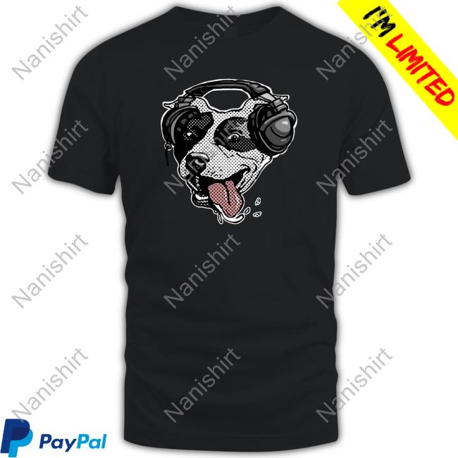 Spread Shirt Merch Official Cute Pit Bull Dog With Music Headphones Tee Shirt