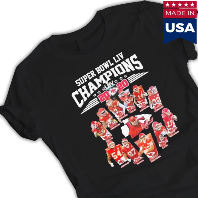 Kansas City Chiefs Super Bowl Lvi Champions 2022 Team Player Signatures T-Shirt