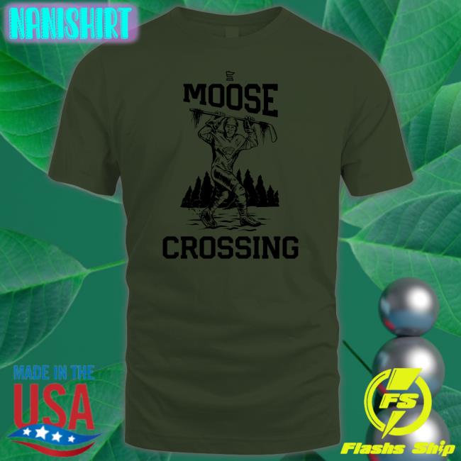 Hockey Lodge Merch Minnesota Wild SotaStick Moose Crossing Hooded Sweatshirt Moose Crossing Shirt