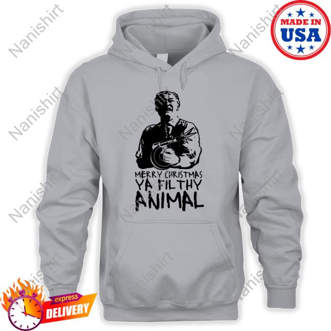 Bunker Branding Merry Christmas Ya Filthy Animal Hooded Sweatshirt Bunker Branding Merch Merry Christmas Ya Filthy Animal Tee