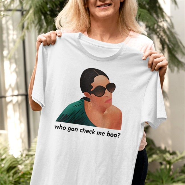 Shybysheree Shop Who Gon Check Me Boo Shirts Sheree Whitfield Who Gon Check Me Boo Shirt White