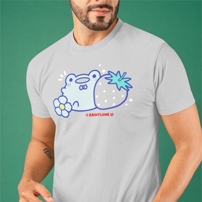 Rainylune Friend The Frog Strawberries Shirt hel ReichenbachFriend The Frog Strawberries Shirt Light Pink