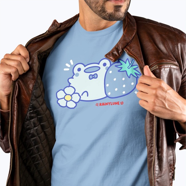 hel ReichenbachFriend The Frog Strawberries Baseball Sleeve Tee Light Pink