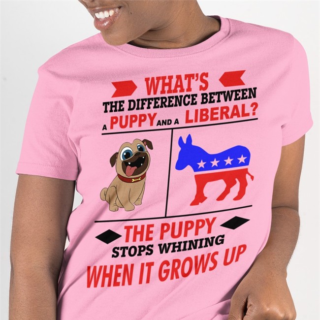 What's The Difference Between A Puppy And A Liberal T Shirt White By Cryptochronic?1776 What's The Difference Between A Puppy And A Liberal Sweatshirt By Cryptochronic?1776