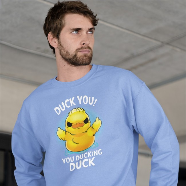 Qwertee Store Merch Duck You You Ducking Duck Tee QwerTee Duck You You Ducking Duck QwerTee Sweatshirt Navy