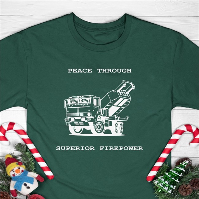 Peace Through Superior Firepower Cap Hat Duoble Dog On Truck Peace Through Superior Firepower Tee Pol Woj