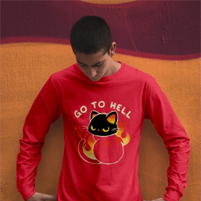 Qwertee Merch Go To Hell Cat Tee Shirt Qwertee Go To Hell Cat Shirt