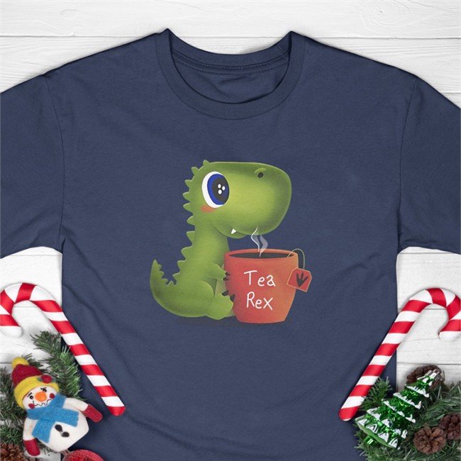 Tea Rex Baseball Sleeve Tee Qwertee Merch Tea Rex Tee Qwertee Black