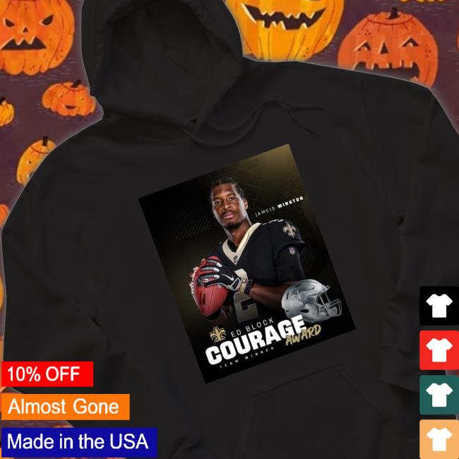 Official New Orleans Saints Jameis Winston Ed Block Courage Award Team Winner Tee