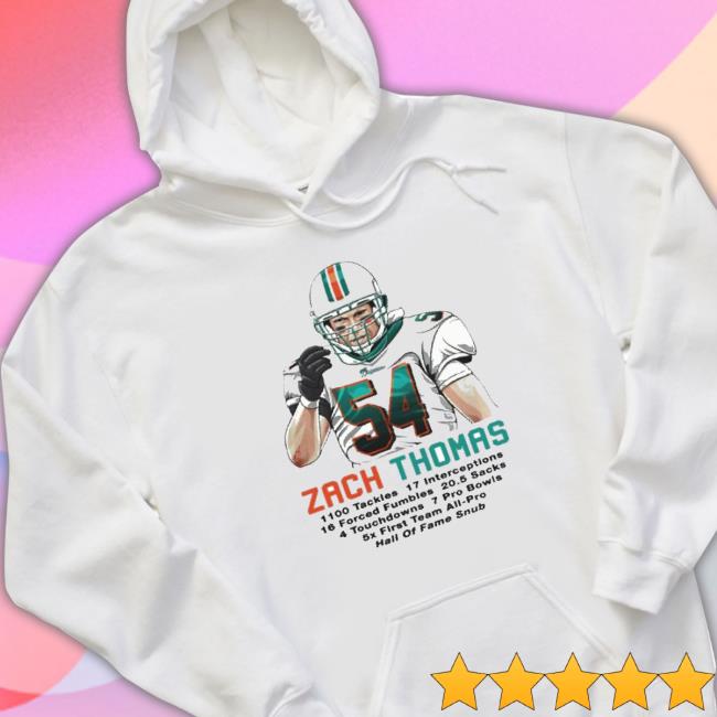 Official Zach Thomas Miami Sports Football Hooded Sweatshirt Official Zach Thomas Miami Sports Football Sweatshirt