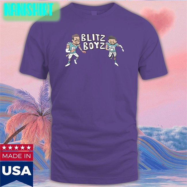 Brandon Jones Blitz Boyz Baseball Sleeve Tee Miami Dolphins New Brandon Jones Blitz Boyz Shirt Miami Dolphins