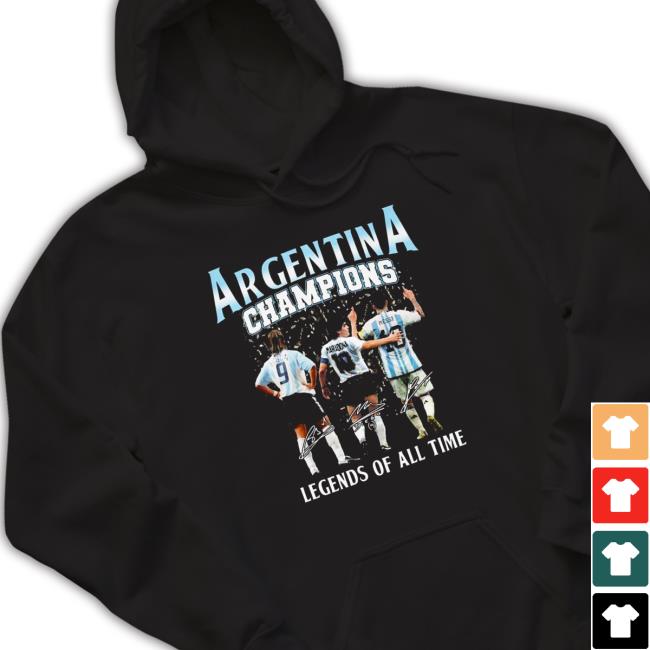 Official Argentina champions sergio batista and diego maradona and lionel messI legends of all time signatures Long Sleeve Tee