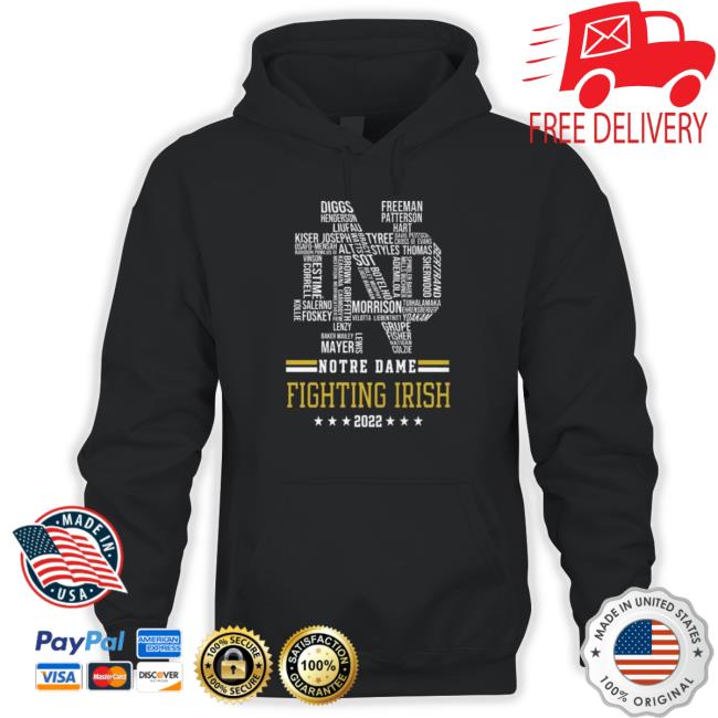 Notre Dame Fighting Irish Player Names Logo 2022 Crewneck Sweatshirt