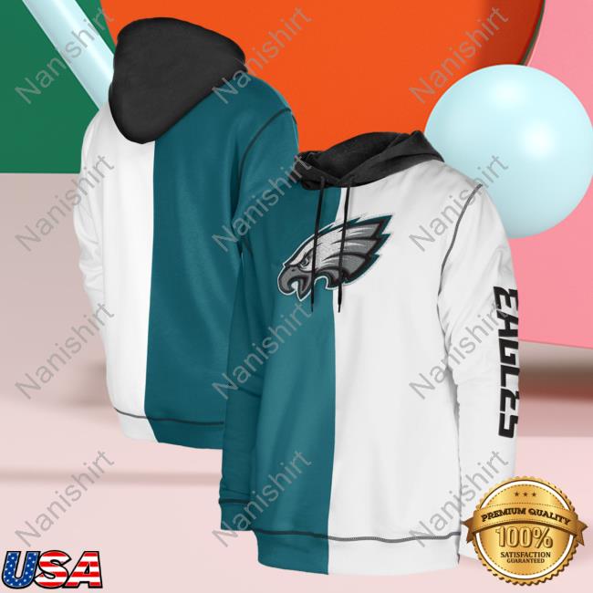 Official PhiladelphiaEagles Clothing Merch Store Shop New Era Midnight Green/White Philadelphia Eagles Third Down Split Raglan Hoody