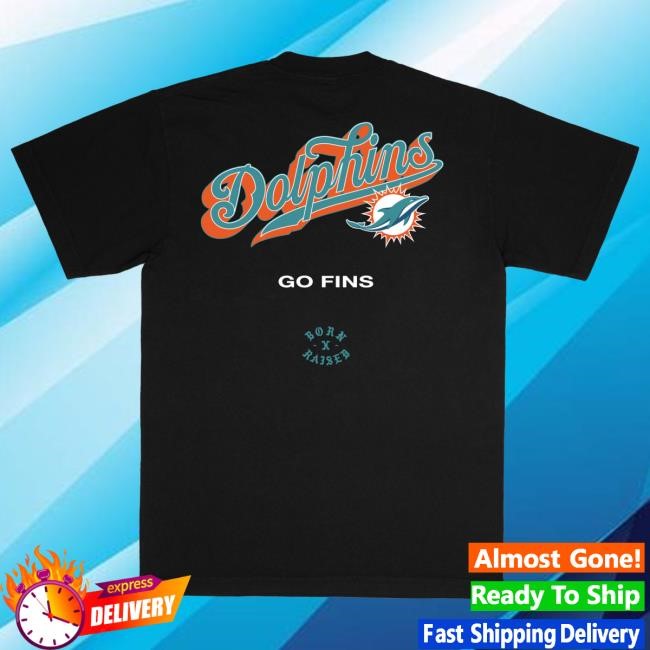 Unisex Miami Dolphins Born x Raised Black Pro Script Tshirt NFL Shop Store