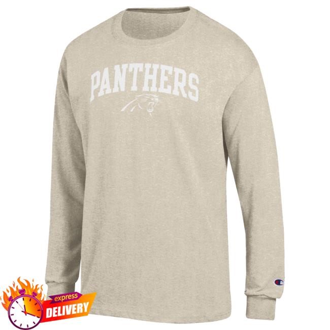 Oatmeal Champion NFL Football Carolina Panthers White Ink Tour Tee