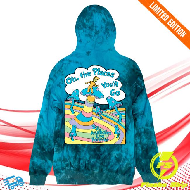 Official Linda Finegold Merch Store Shop Oh The Places Youll Go Teal Tie Dye Pullover Sweatshirt