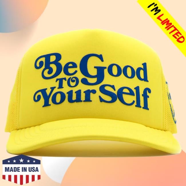Official Theo Von Merch Be Good To Yourself Yellow Trucker Cap TheoVon