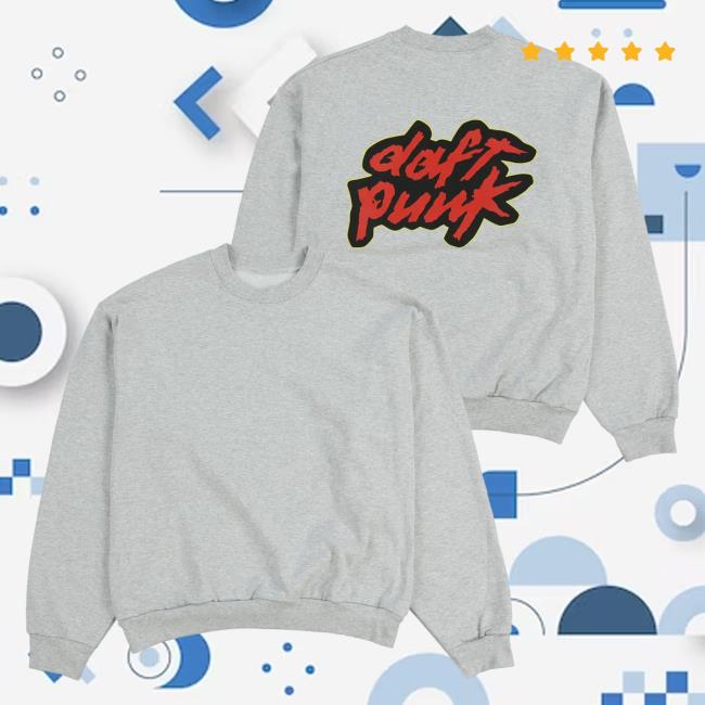 Official Daft Punk Merch Store Classic Daft Punk Logo Grey Pull Over Hoodie