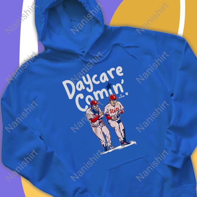 Official Brandon Marsh & Bryson Stott Daycare Comin' Hoodie Breakingt Brandon Marsh & Bryson Stott Daycare Comin' Long Sleeve Shirt
