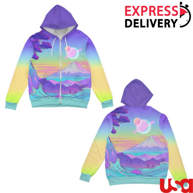 Official Vapor95 Clothing Store Vapor 95 Celestial Fuji Zip Up Pullover Hoodie