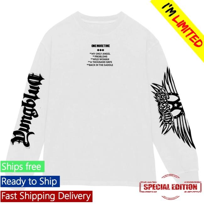 Official Aerosmith Merch Store Aerosmith & Yungblud - One More Time White Long Sleeve T-Shirt