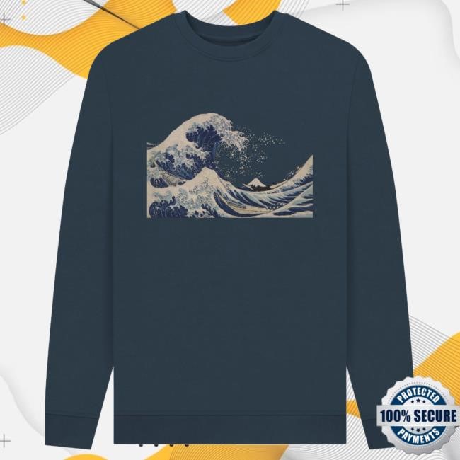 Hokusai The Great Wave Crew Neck Sweatshirt, Navy British Museum Store Shop Official Store Shop