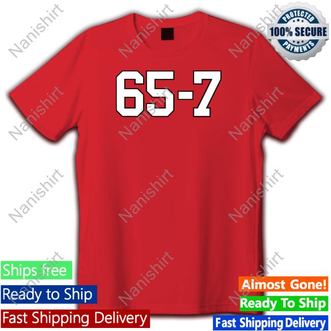 65-7 Tee Red Barstool Sports Store 65-7 V Neck T Shirt