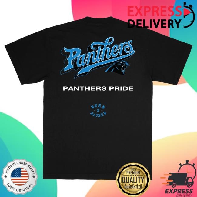 Official Born X Raised + Panthers Pro Script Shirt: Black NFL 2025 Kickoff