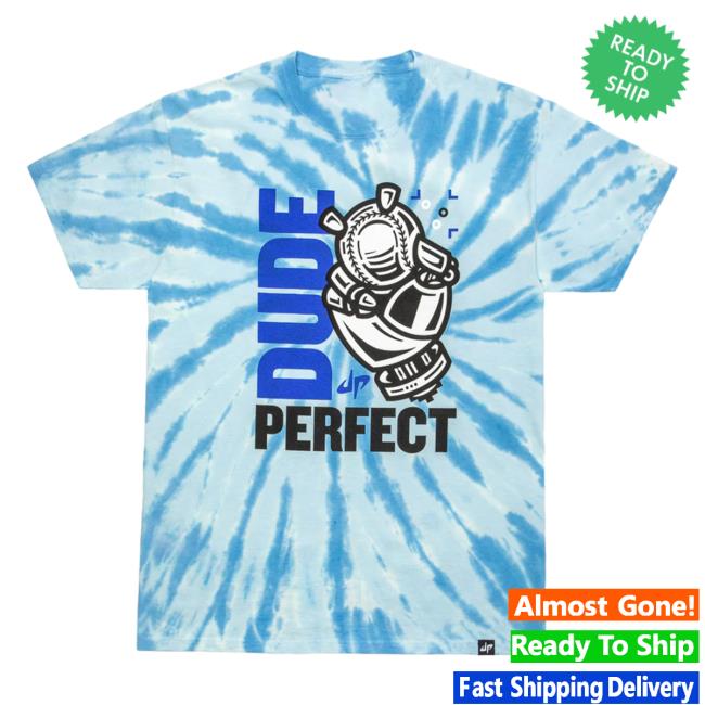 Official Dude Perfect Merch Store Dude Perfect 'Robo Grip' Tie Dye Popover Shirt Blue Spiral Tie-Dye DudePerfect Apparel Clothing Shop