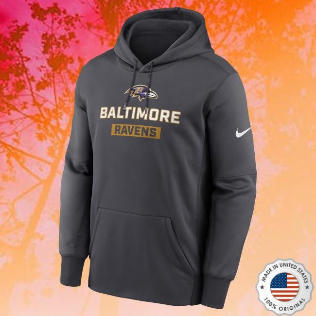 Official NFL Men's Baltimore Ravens Nike Anthracite Toss Sweep Popover Hoodie ArizonaCardinals