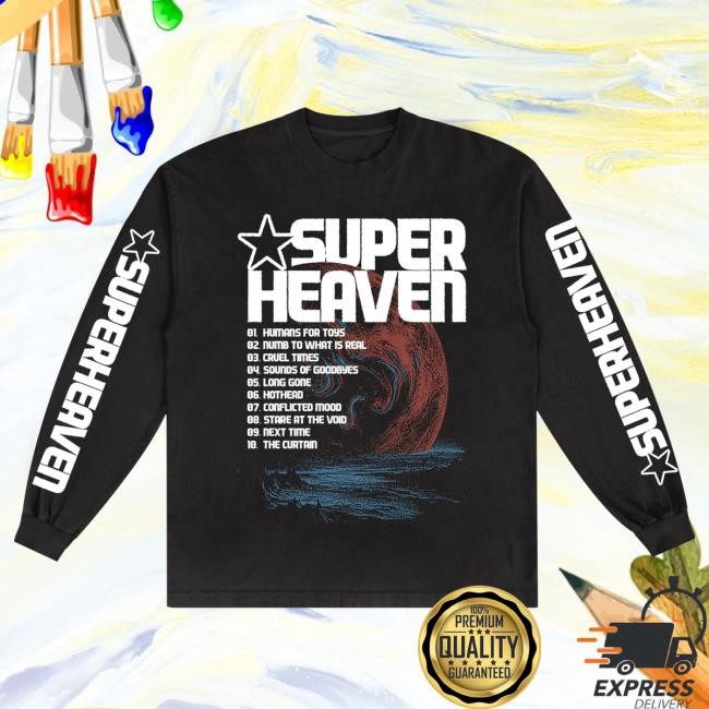 Superheaven Planet II Black LS T Shirt Superheaven Merch Store Official