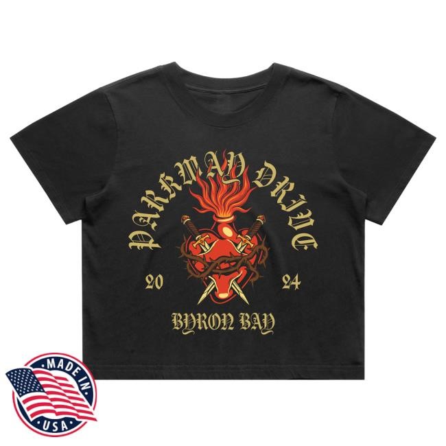 Official Parkway Drive Merch Store Shop Parkway Drive Burning Heart Women's Crop Tees ParkwayDrive