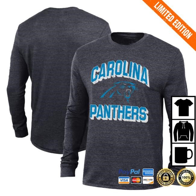 Carolina Panthers Champion NFL Football Stadium Tri-Blend Long Sleeve Carolina Panthers Champion Tri-Blend NFL Football Travel Sleeve