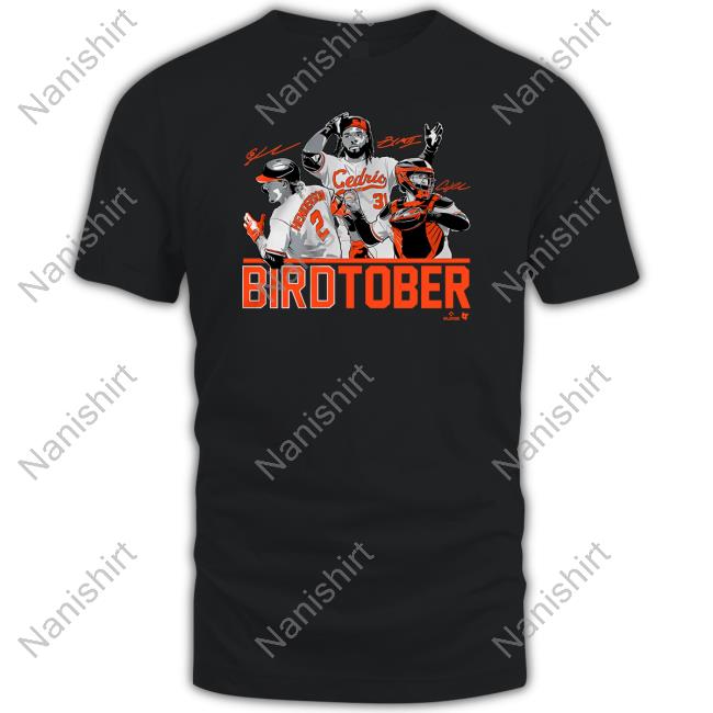 Breakingt Merch Adley Rutschman Gunnar Henderson & Cedric Mullins Birdtober Hoodie
