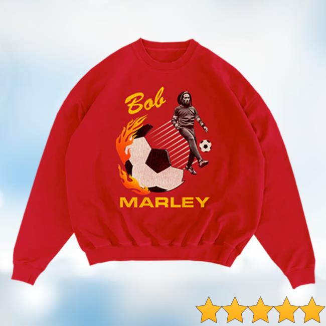 Official Bob Marley Merch Store Shop Bob Marley Red Soccer Crew neck Sweatshirt