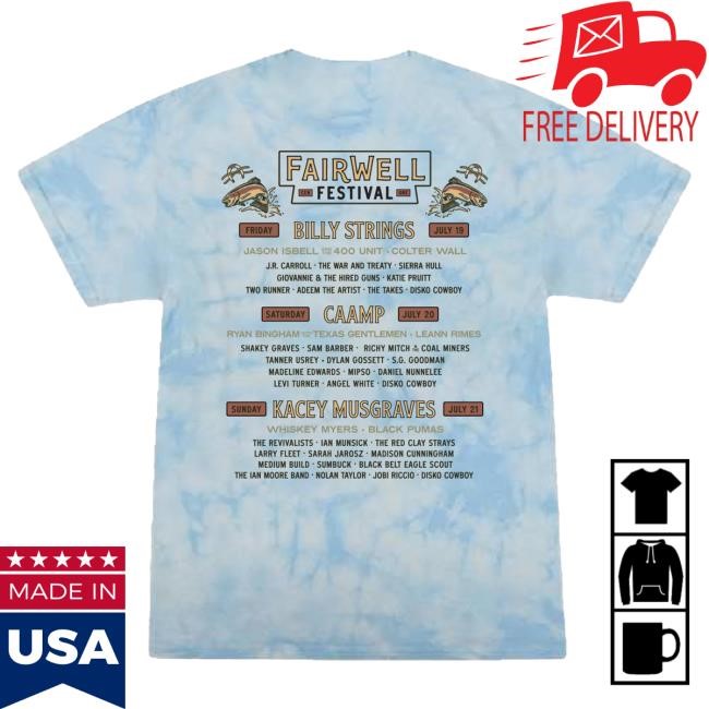 Official Fairwell Festival Flying Fish Tie Dye Lineup Top Shirt