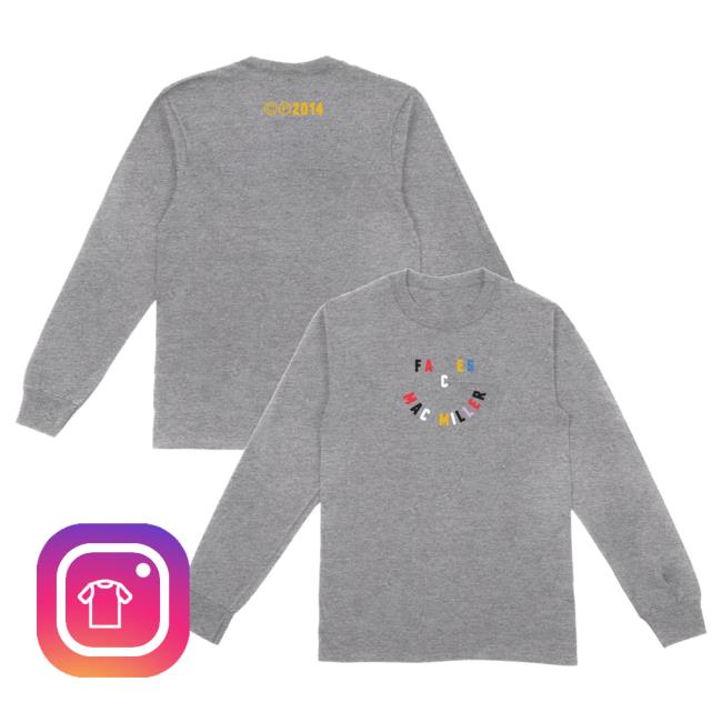 Official Mac Miller Merch Store Faces 10 Year Smile Long Sleeve T Shirt for Men & Women Macmillerswebsite Clothing Shop