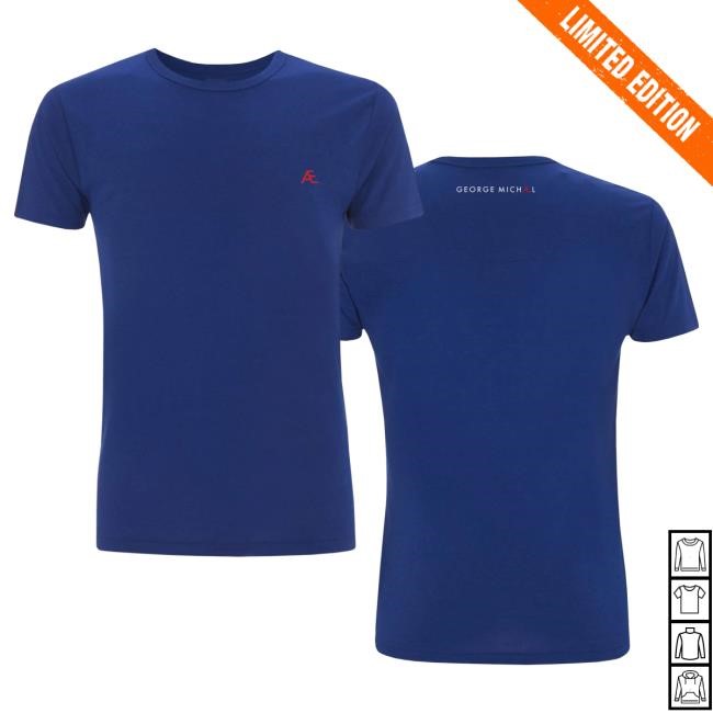Official George Michael Merch Store George Michael AE T-Shirts (Blue)