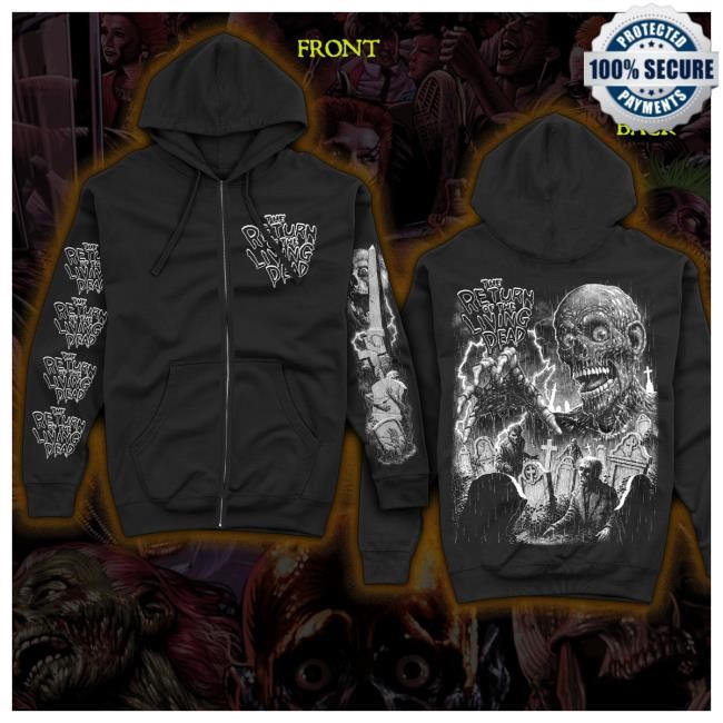Official Creep-O-Rama The Return of the Living Dead “Resurrection Cemetery” Zip up Popover Hoodie Creep O Rama