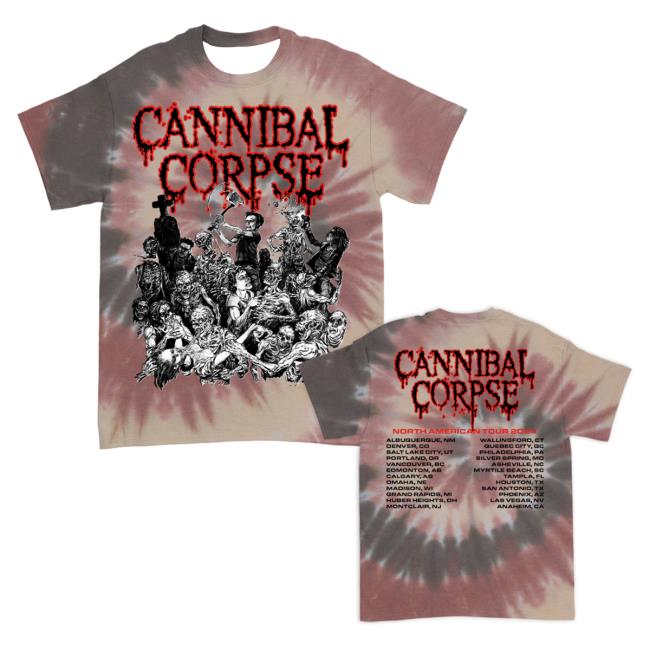 Official Cannibal Corpse Merch Graveyard Na 2024 Tour Tee (Sequoia Dye)