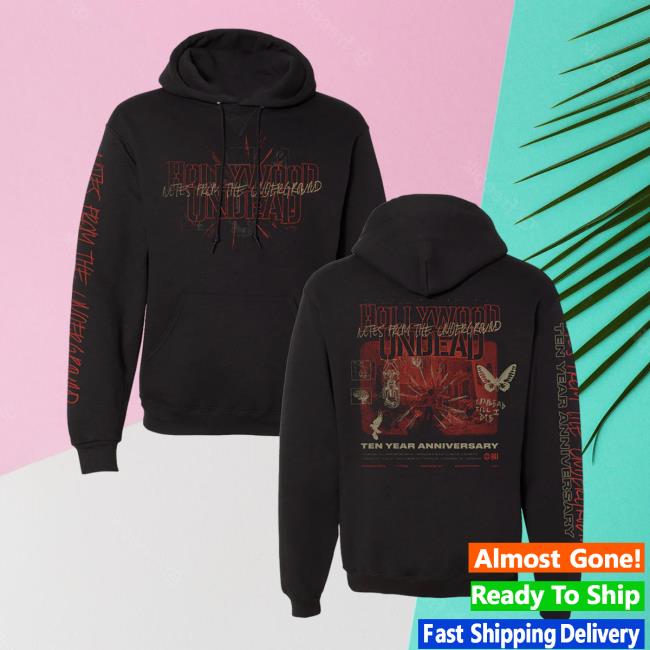 Official Hollywood Undead Merch Notes From The Underground 10-Year Anniv Hooded Sweatshirt