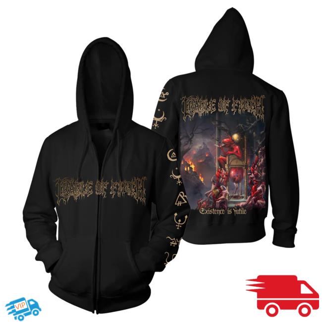 Official Night Shift Merch Indie Merch Store Cradle Of Filth - Existence Is Futile Zip-Up Hood NightShiftMerch IndieMerchStore