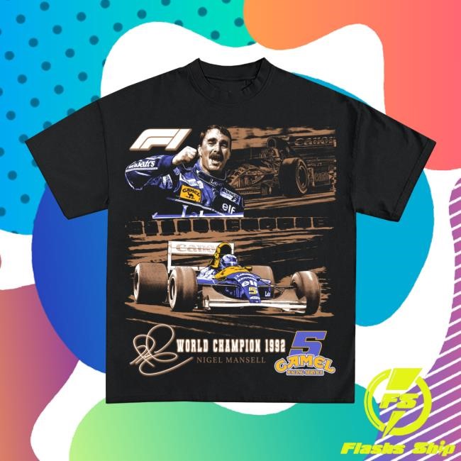 Official Icy Shop Merch Nigel Mansell 1992 World Champion Formula 1 Graphic New Shirt