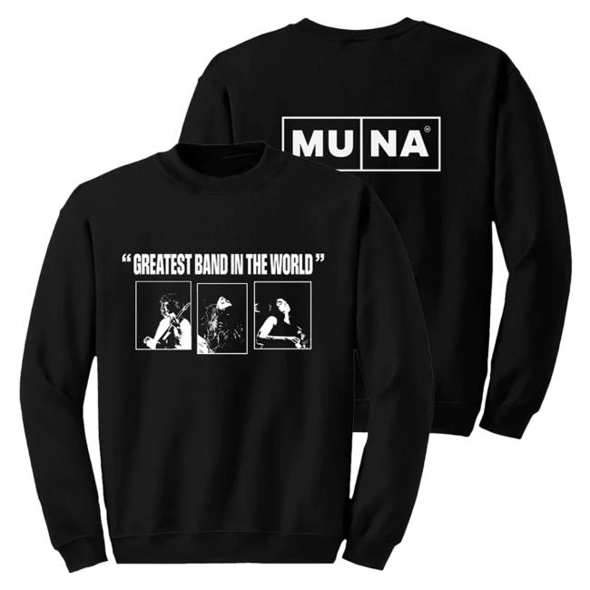 Muna Merch Store Greatest Band in the World Photo Black Sweatshirt Hooded