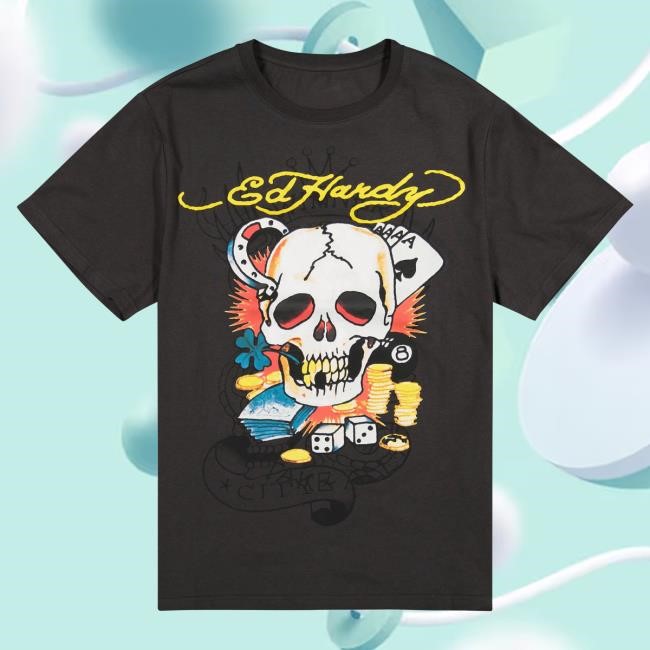Official Ed Hardy Merch Store Shop Ed Hardy Ace Skull Throwback Graphic Hot Shirt EdHardy