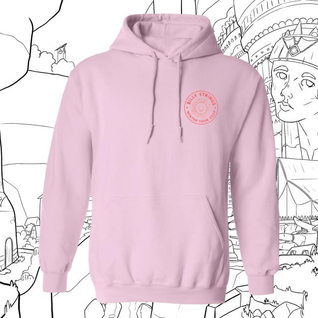 Official Billy Strings Merch Store Shop Pink Winter Tour '24 Pullover Sweatshirt (Ryan Dunn)