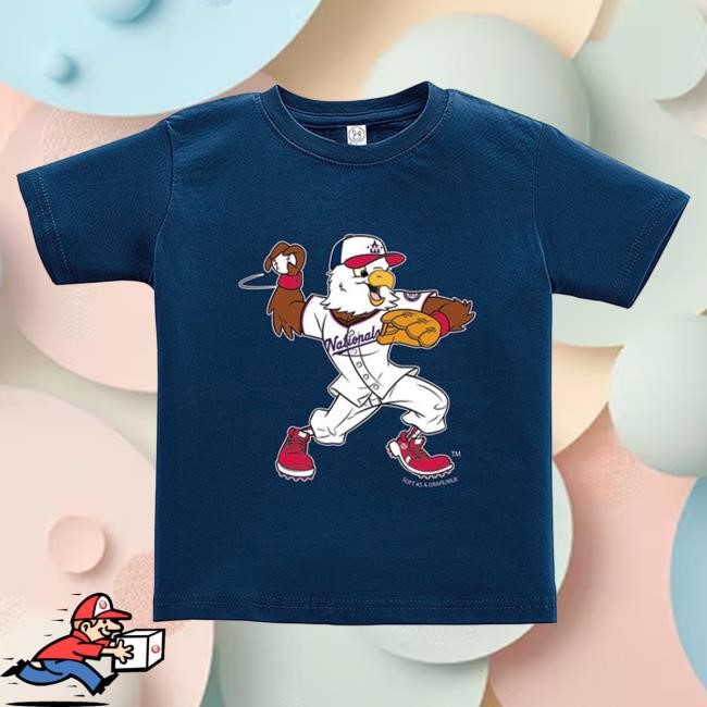 Screech Soft As A Grape Washington Nationals Boys Navy Blue Mascot Pitching Short Sleeve Tees | Rally House Official Merch Store – Buy Official MLB T Shirt